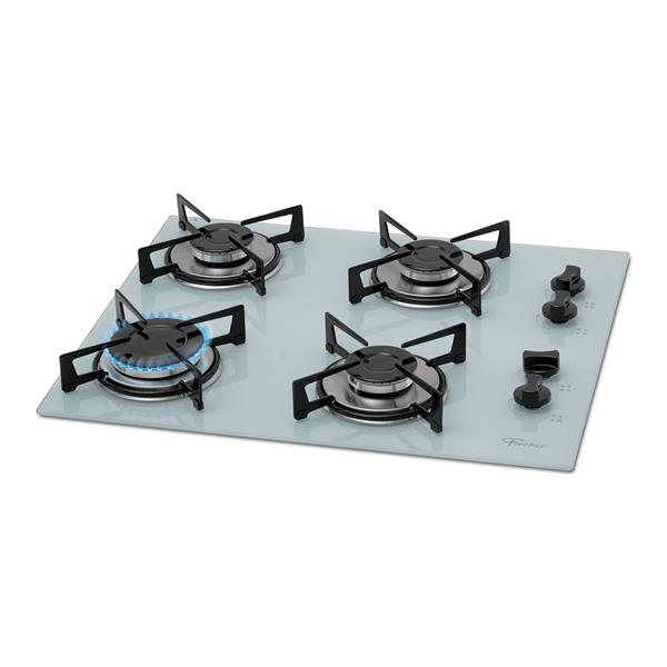 Cooktop a Gás Fischer 4 Bocas Mesa Vidro Bivolt BRANCO 