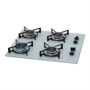 Cooktop a Gás Fischer 4 Bocas Mesa Vidro Bivolt BRANCO 