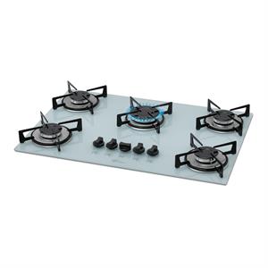 Cooktop a Gás Fischer 5 Bocas Mesa Vidro Bivolt BRANCO 