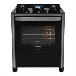 Fogão de Piso a Gás Fischer 5 bocas Tripla Chama Gran Cheff com Trempe de ferro fundido Mesa Vidro INOX127V 