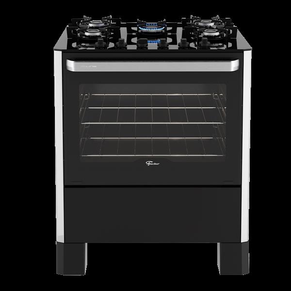 Fogão de Piso a Gás Fischer 5 bocas Fit Line Trempe Iron PRATABivolt 