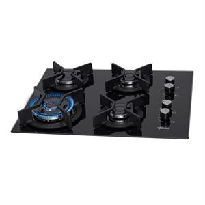 Cooktop a Gás Fischer 4 Bocas Tripla Chama Infinity com Trempe de ferro fundido Mesa Vidro Bivolt PRETO 