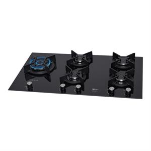 Cooktop a Gás Fischer 5 Bocas Tripla Chama Infinity Duo com Trempe de ferro fundido Mesa Vidro Bivolt PRETO 