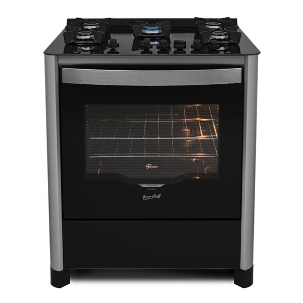 Fogão de Piso a Gás Fischer 5 bocas Gran Cheff Mesa Vidro 26989 